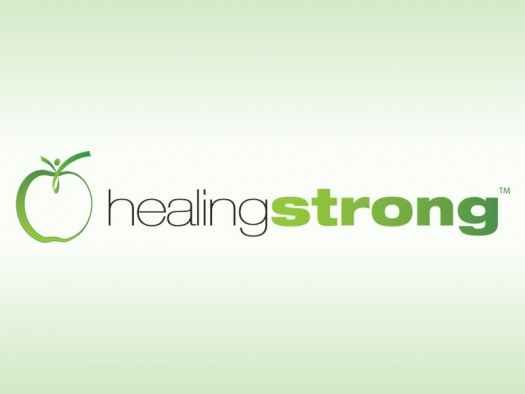 HealingStrong logo: text says HealingStrong with illustration of an apple 