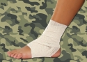 ankle wrapped with ace bandage