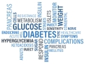 Words related to diabetes such as glucose, metabolism, blood, monitor, type, etc.