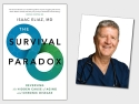 book cover of The Survival Paradox with blue/green infinity symbol and photo of Isaac Eliaz