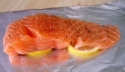 salmon fillet with lemon slices