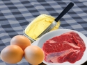 butter, eggs, meat